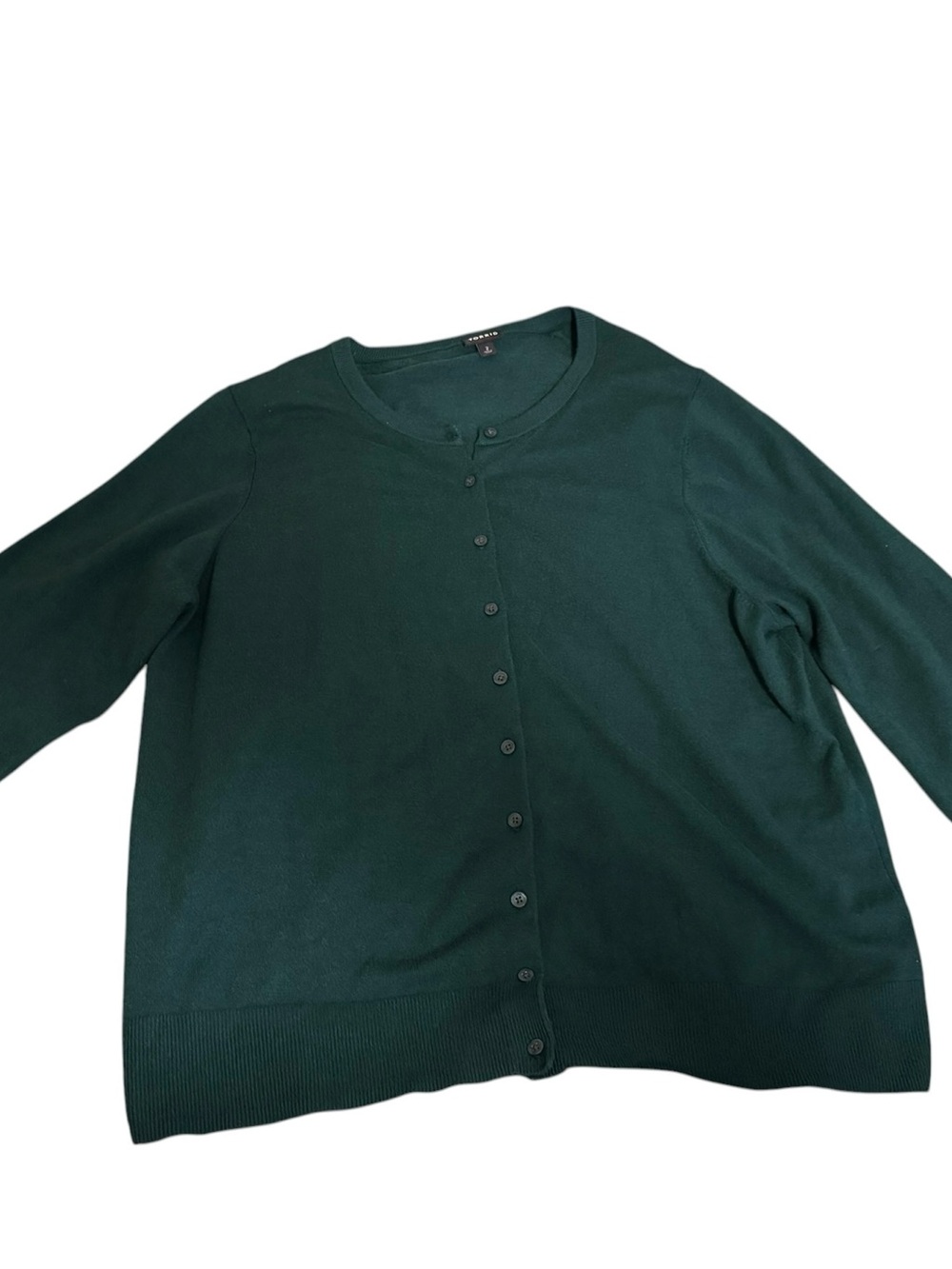 Torrid Crewneck Button-Front Sweater Cardigan - Forest Green Size 2 (2X) - Picture 2 of 5